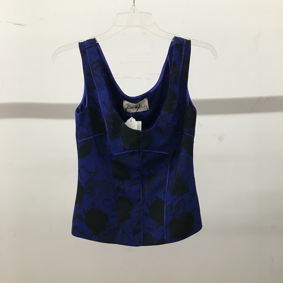YaYa Aflalo Tops - Blue with black floral print corset top